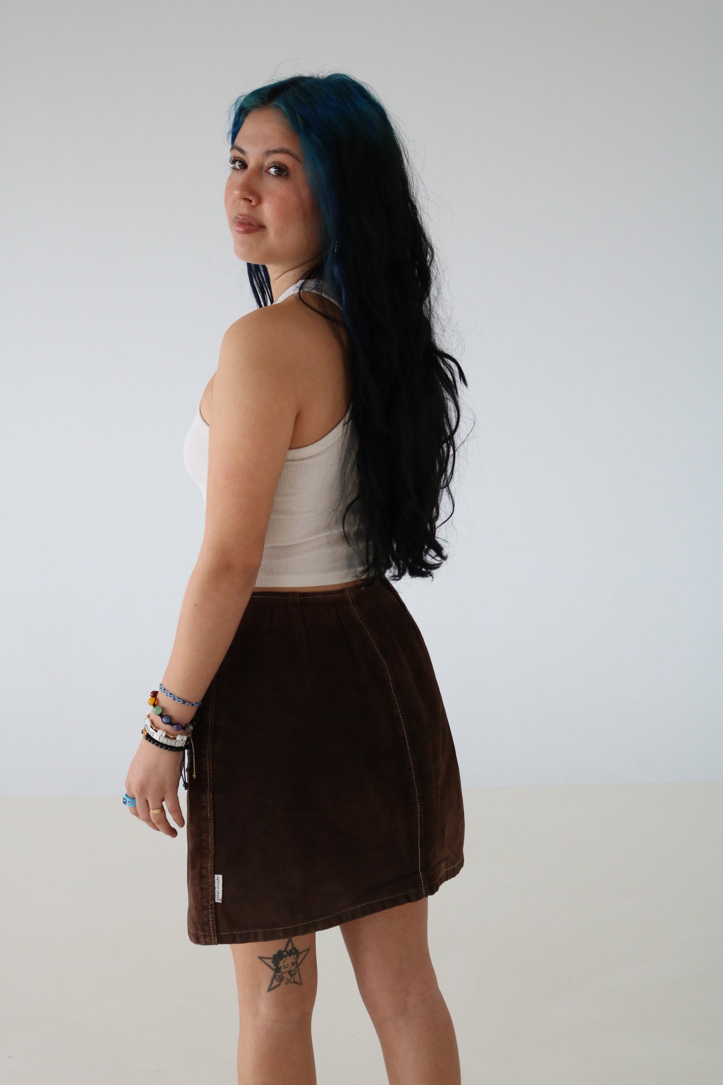 JUPE EN SUEDE BRUN