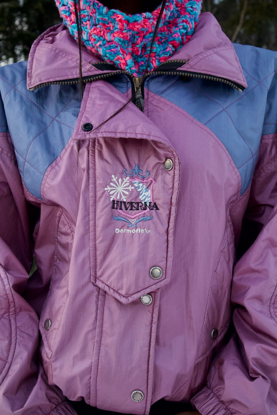 MANTEAU D'HIVER VINTAGE VIOLET ET BLEU