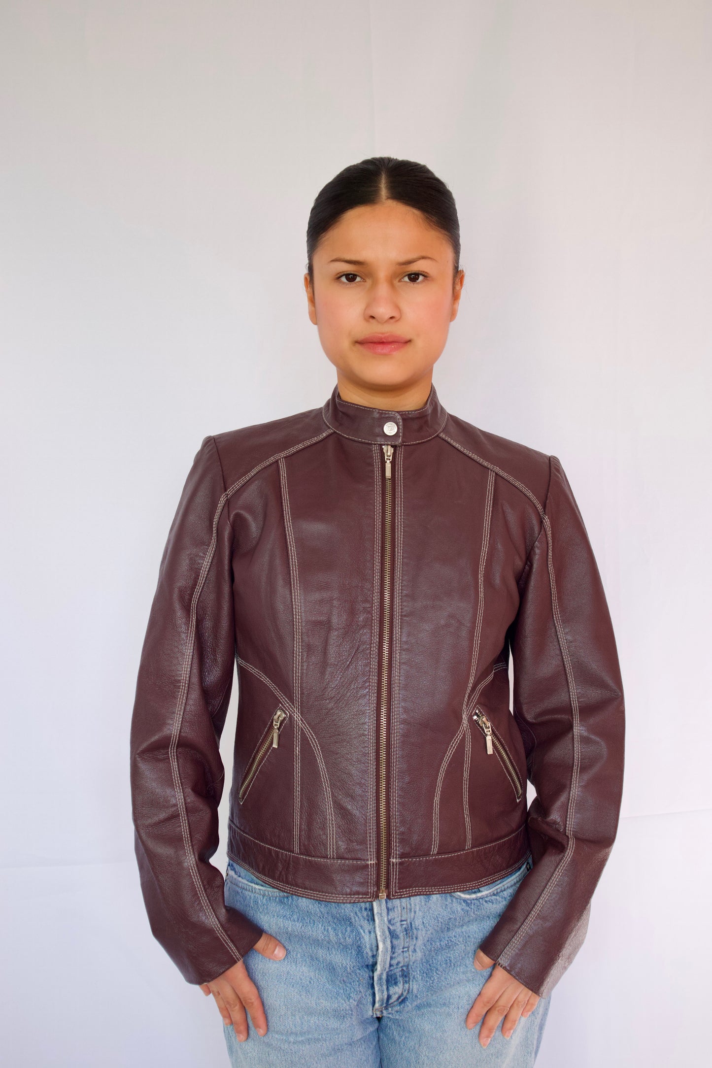 MANTEAU DE CUIR MAUVE