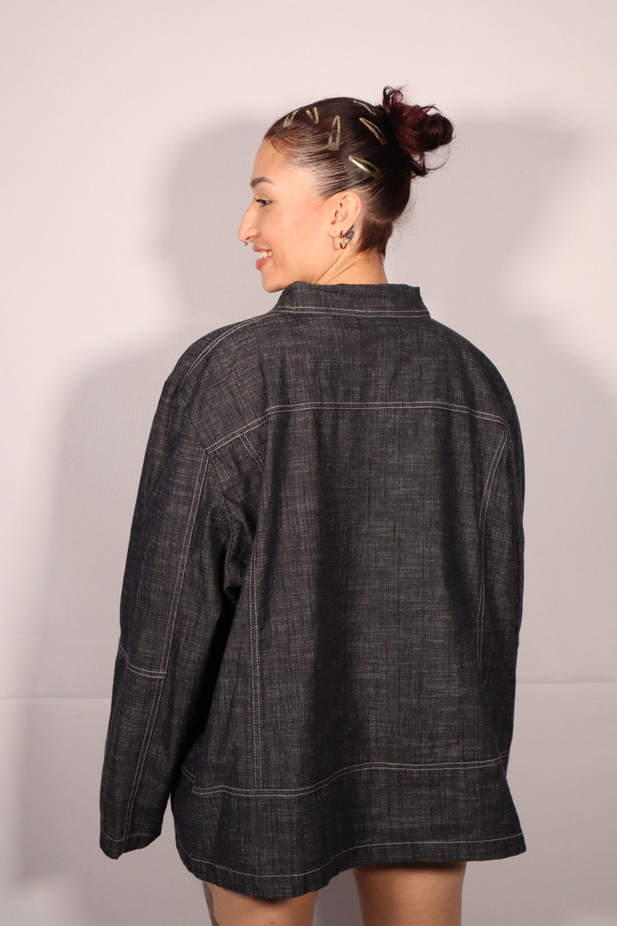 VESTE DENIM GRIS FONCÉ