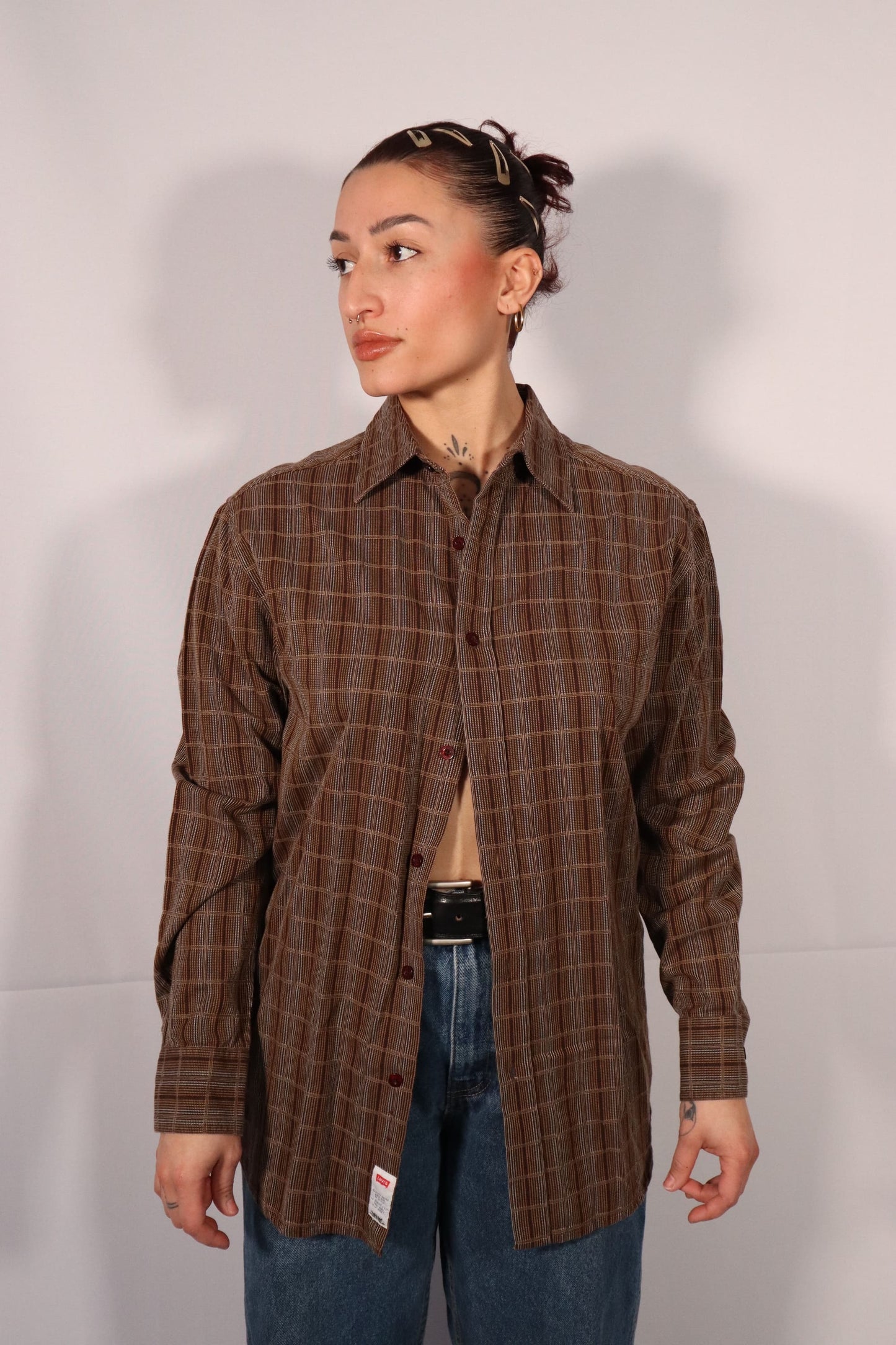 CHEMISE BRUNE À CARREAUX