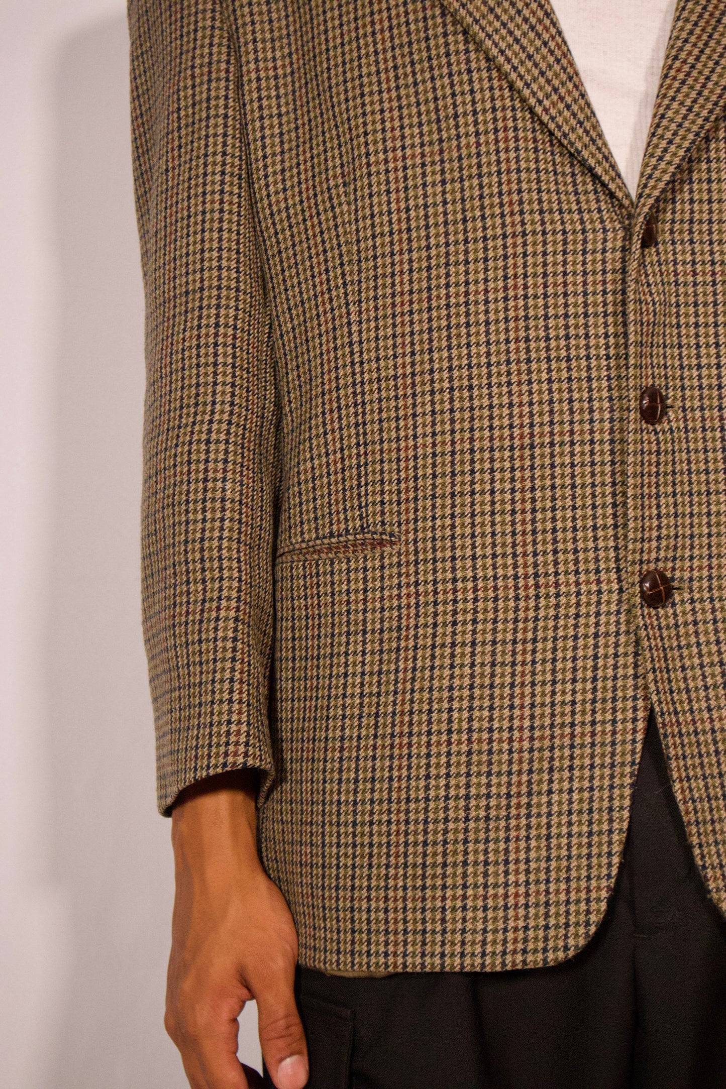 VESTON A CARREAUX VERT BLEU ET BRUN