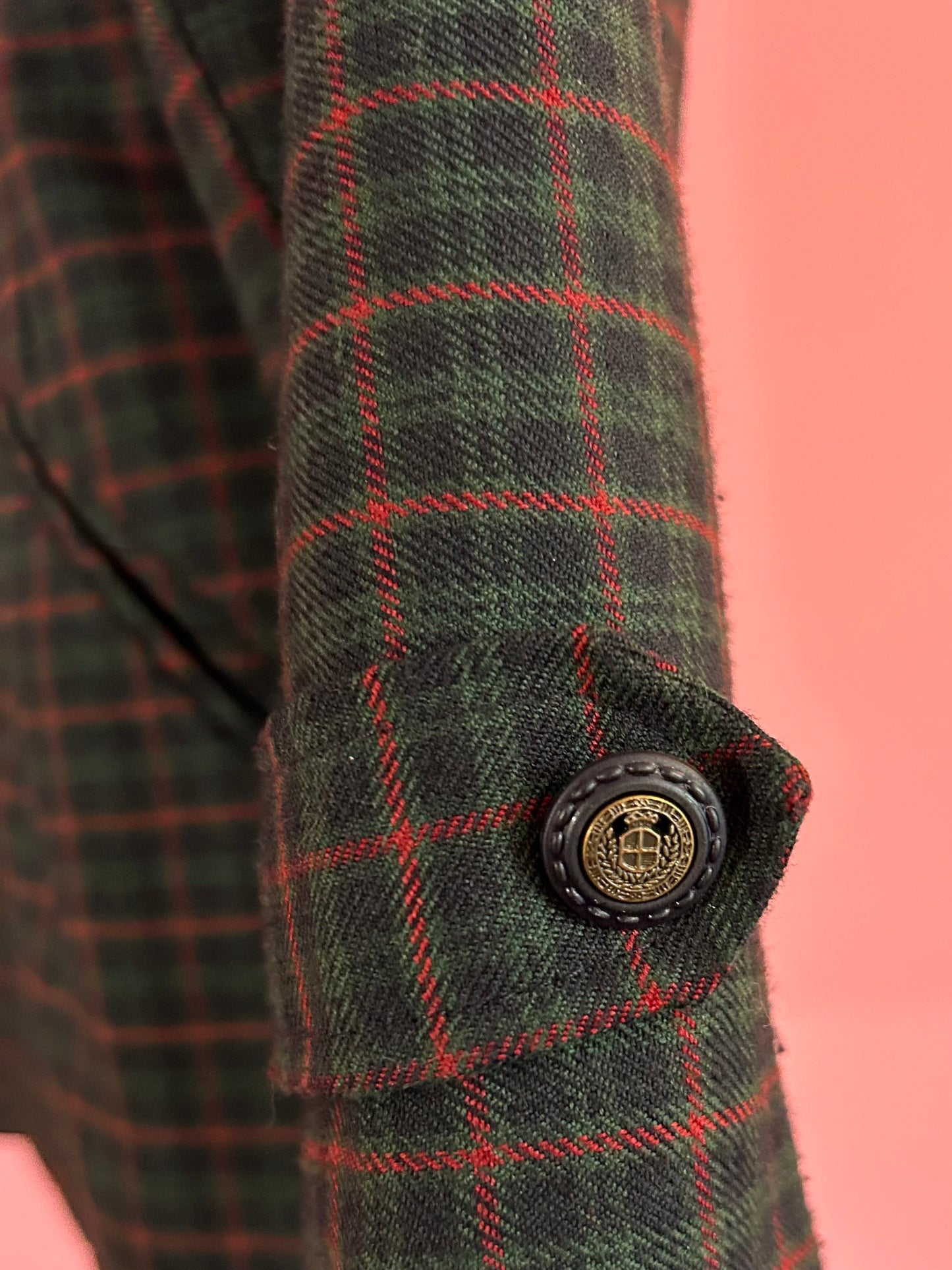 MANTEAU CARREAUX ROUGE ET VERT