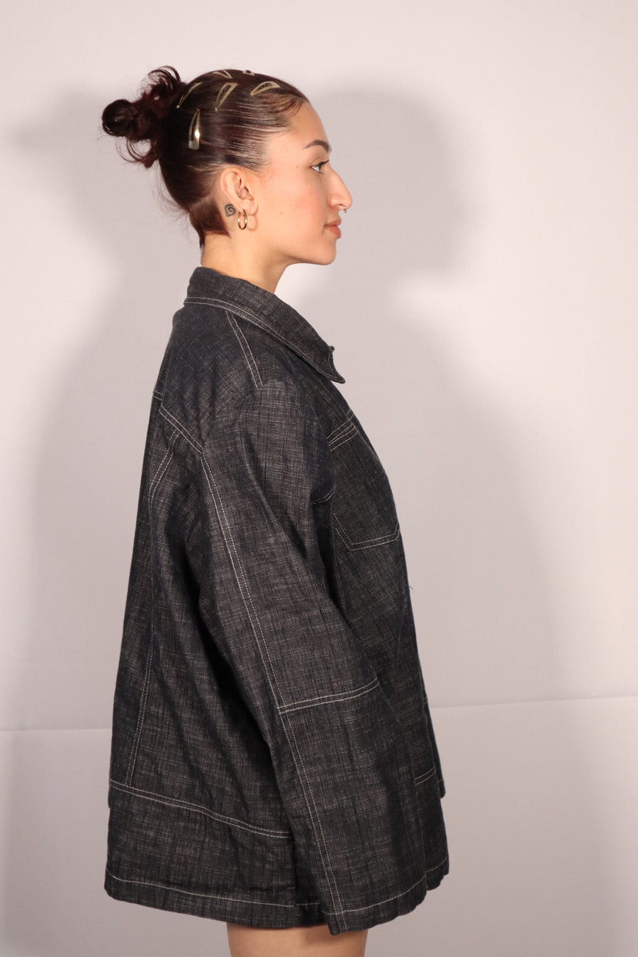 VESTE DENIM GRIS FONCÉ