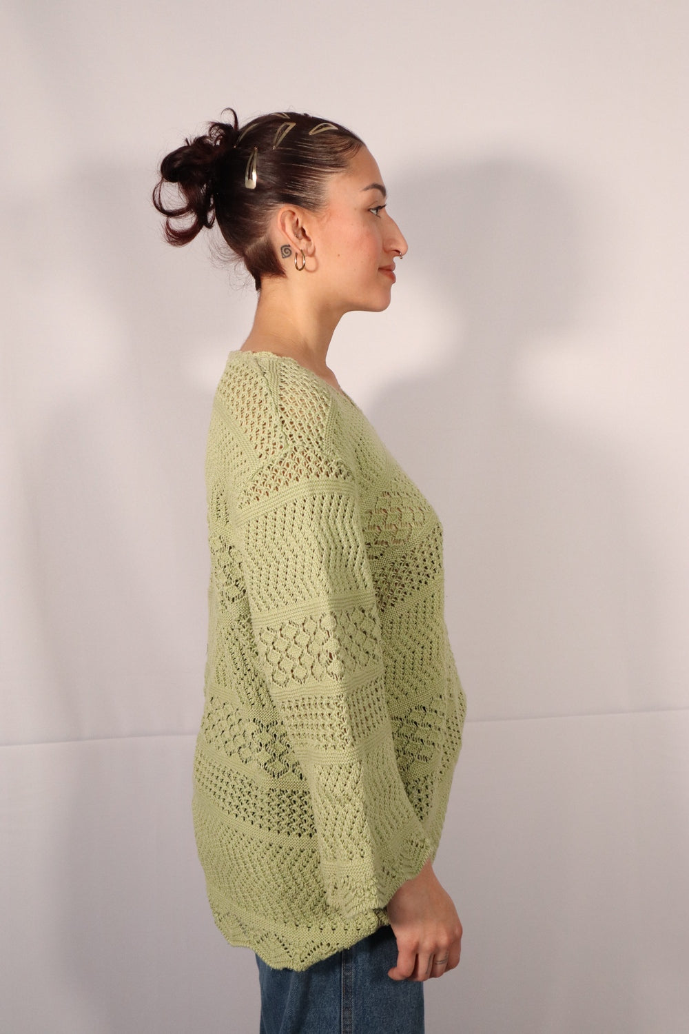 CHANDAIL EN TRICOT VERT PISTACHE