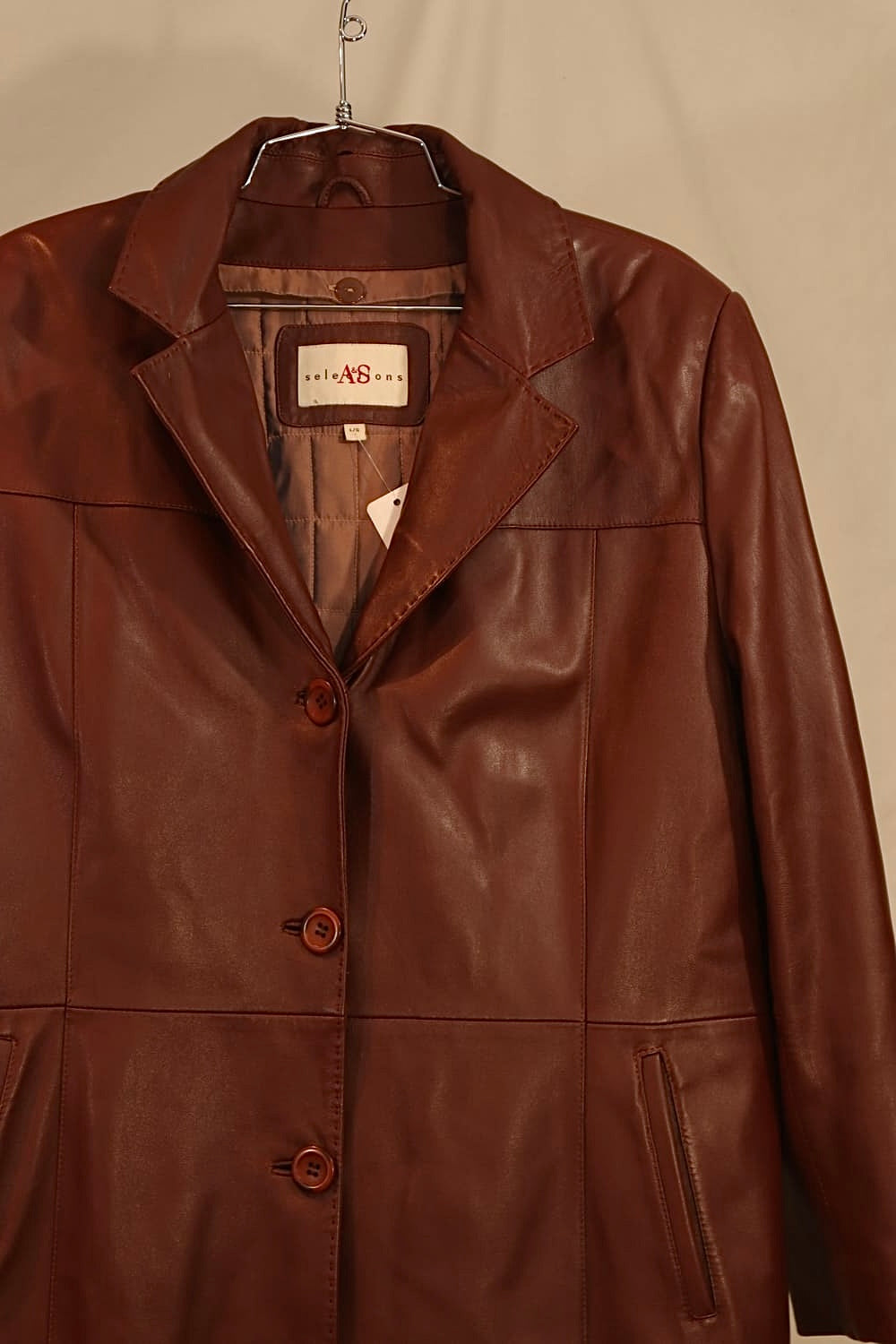 MANTEAU DE CUIR NOISETTE