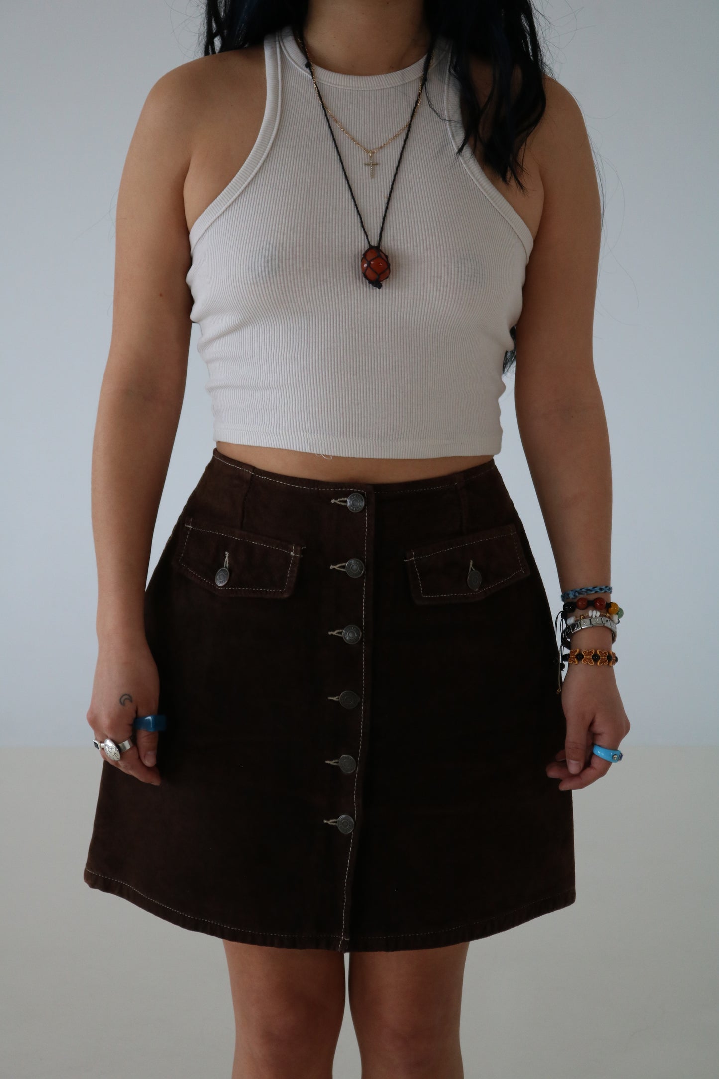 JUPE EN SUEDE BRUN