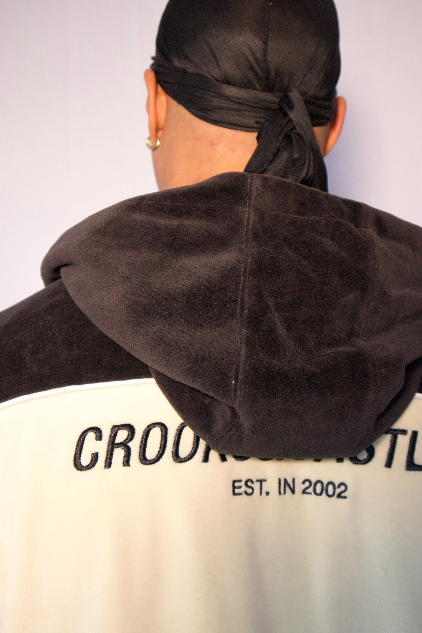 VESTE EN VELOURS BEIGE ET NOIR