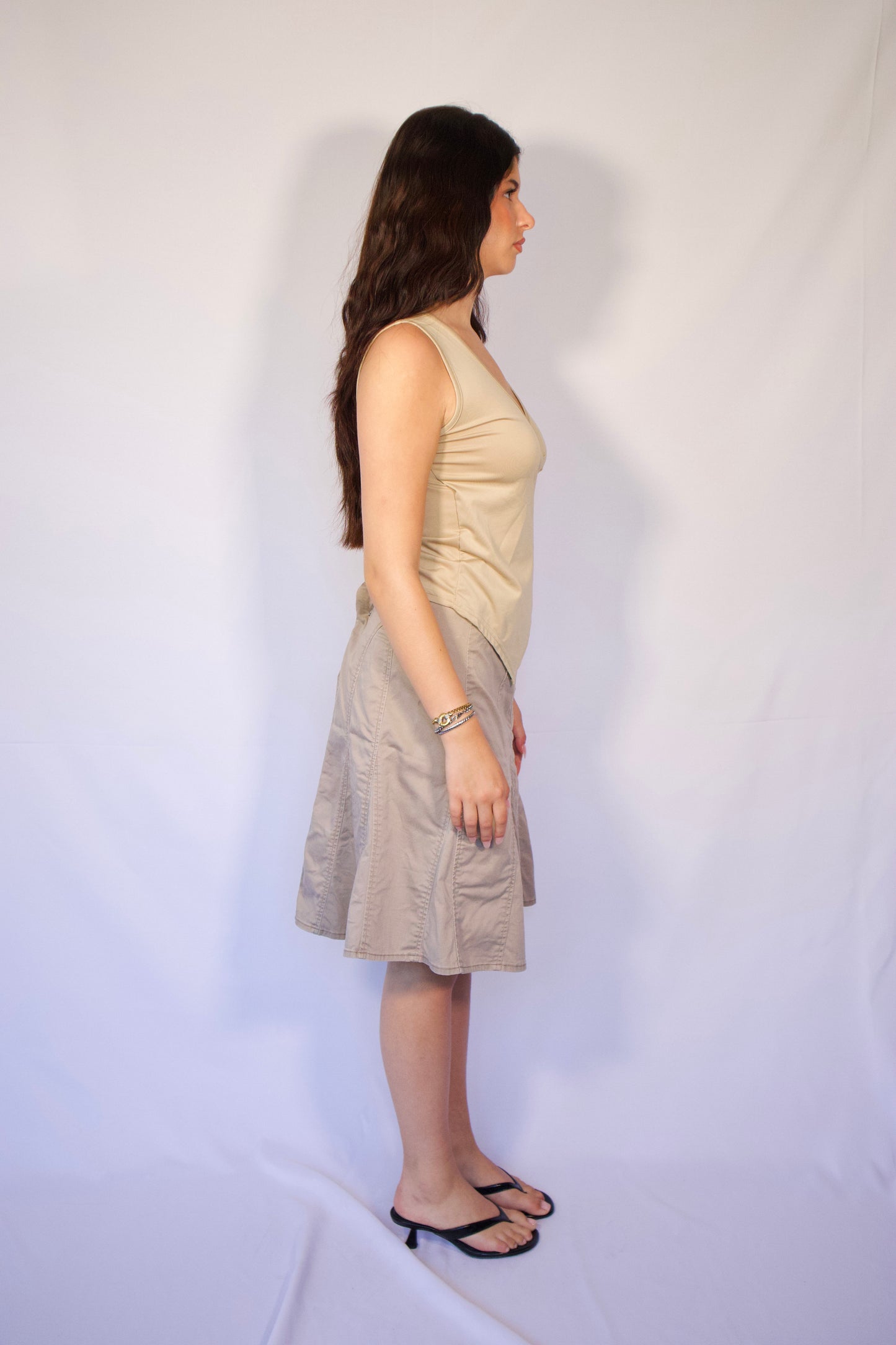 HAUT SANS MANCHES BEIGE ASYMETRIQUE