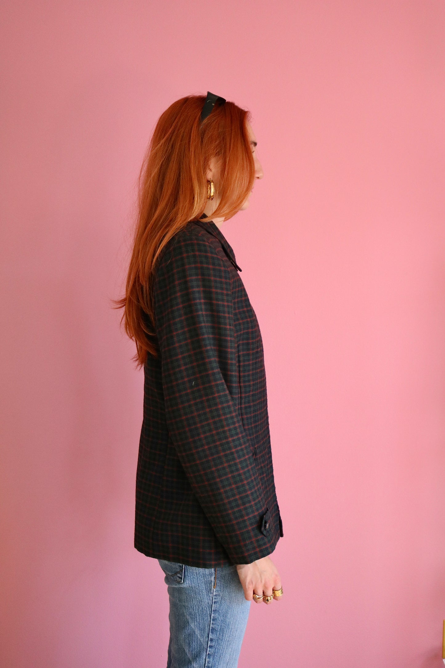 MANTEAU CARREAUX ROUGE ET VERT