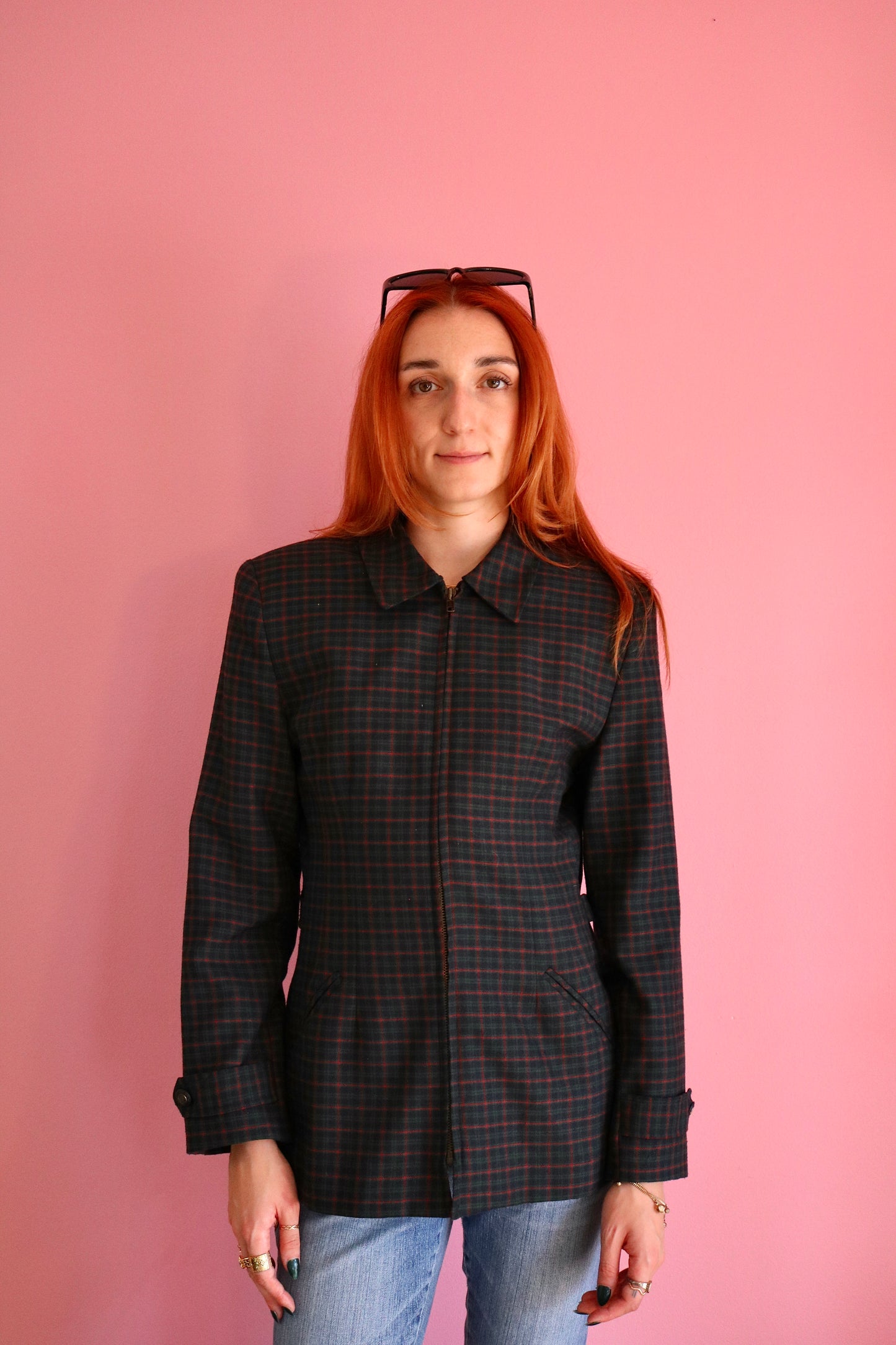 MANTEAU CARREAUX ROUGE ET VERT