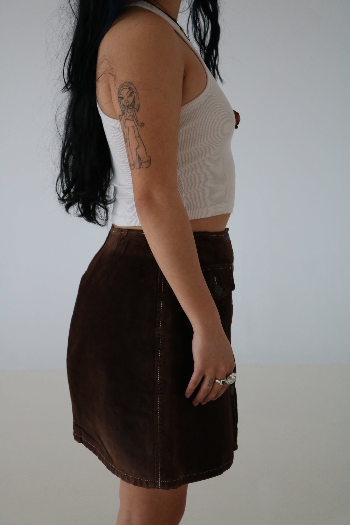 JUPE EN SUEDE BRUN