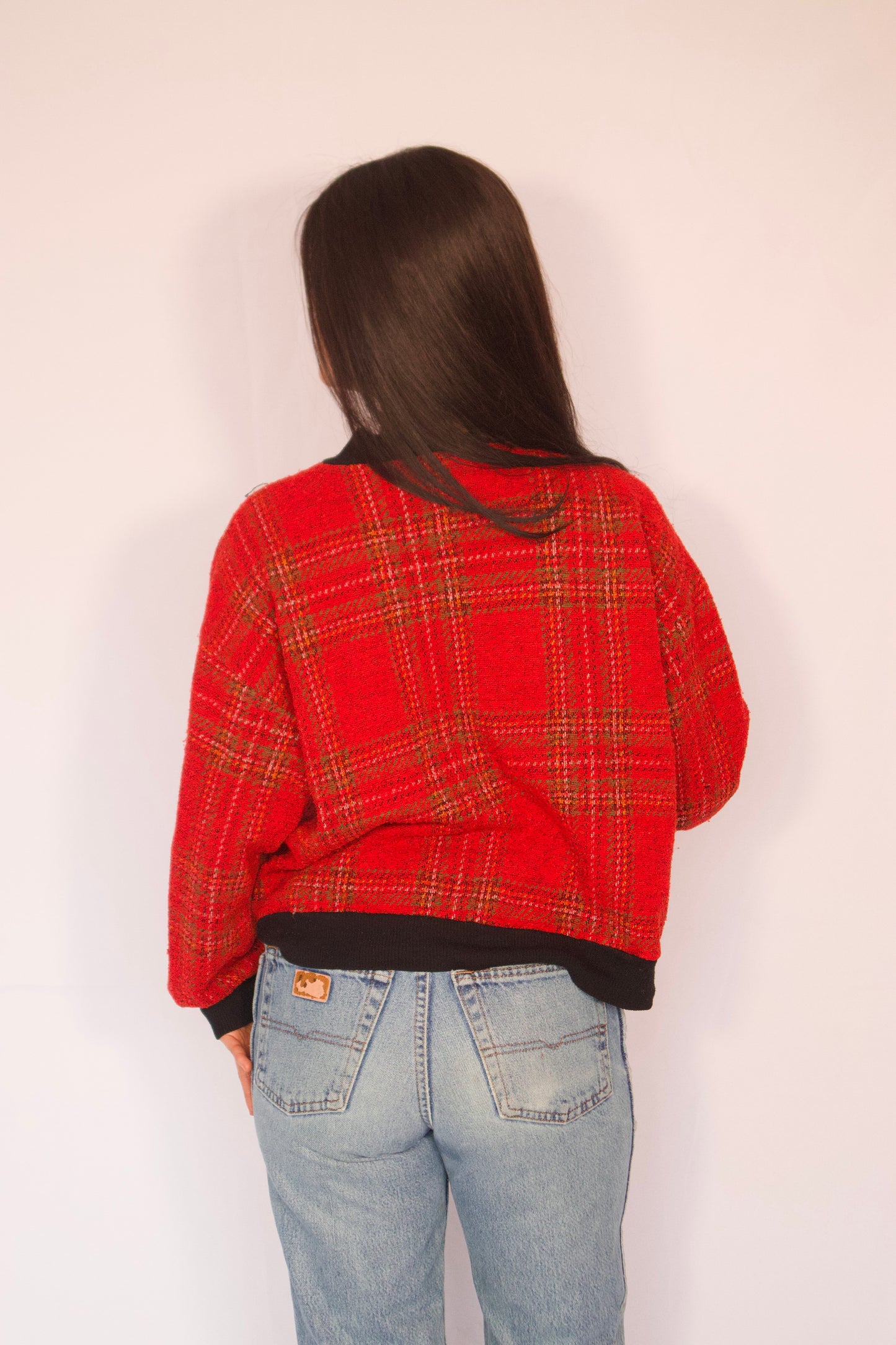 cardigan vintage Ates rouge vue de dos