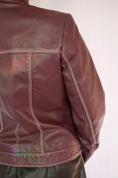 MANTEAU DE CUIR MAUVE