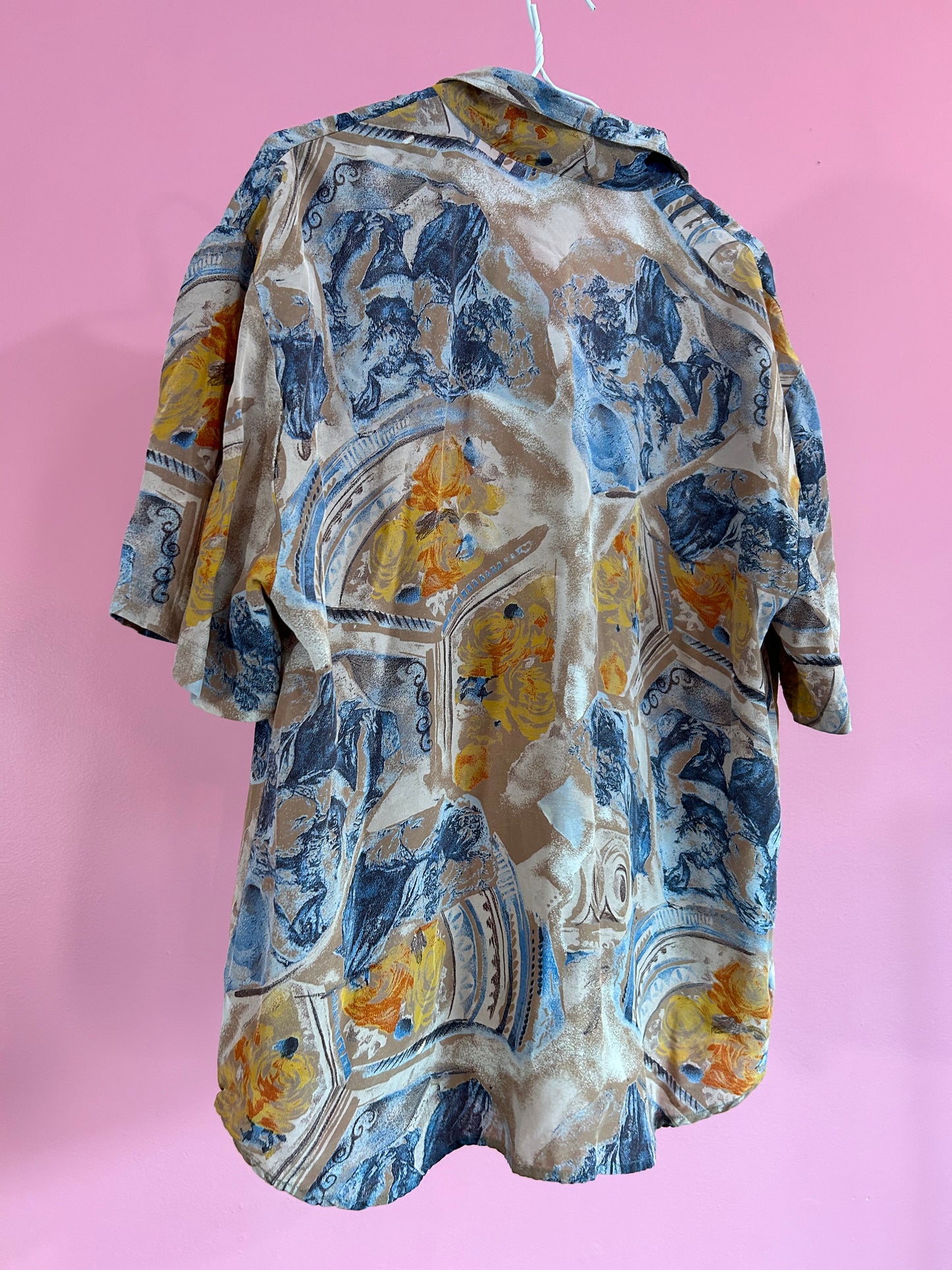 CHEMISE À MOTIFS BLEU BEIGE ET JAUNE