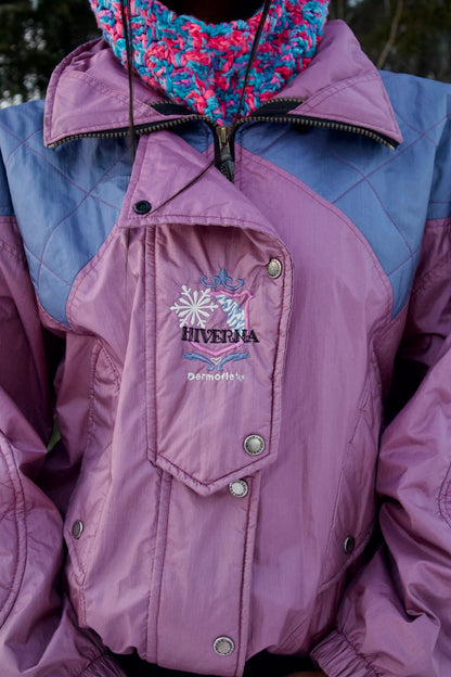MANTEAU D'HIVER VINTAGE VIOLET ET BLEU