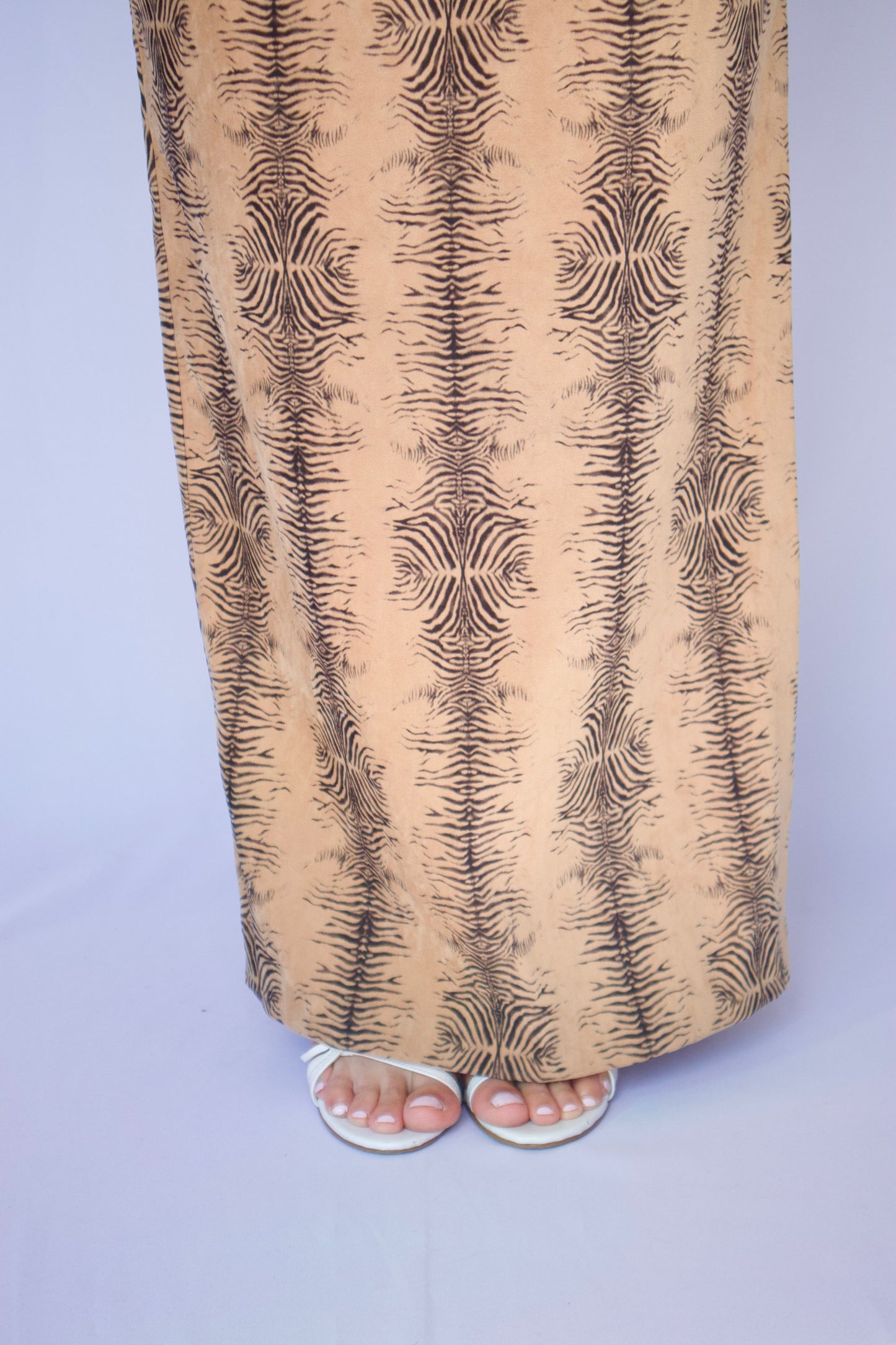 MAXI JUPE TIGRÉ BEIGE ET NOIR