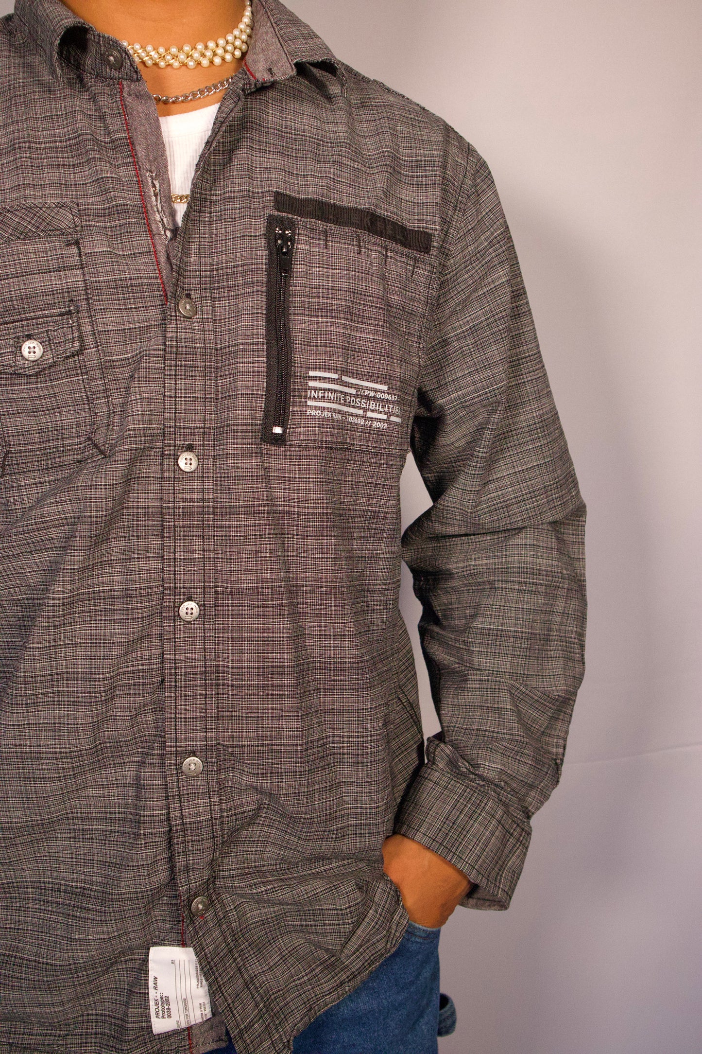 CHEMISE À MANCHES LONGUES GRIS FONCÉ