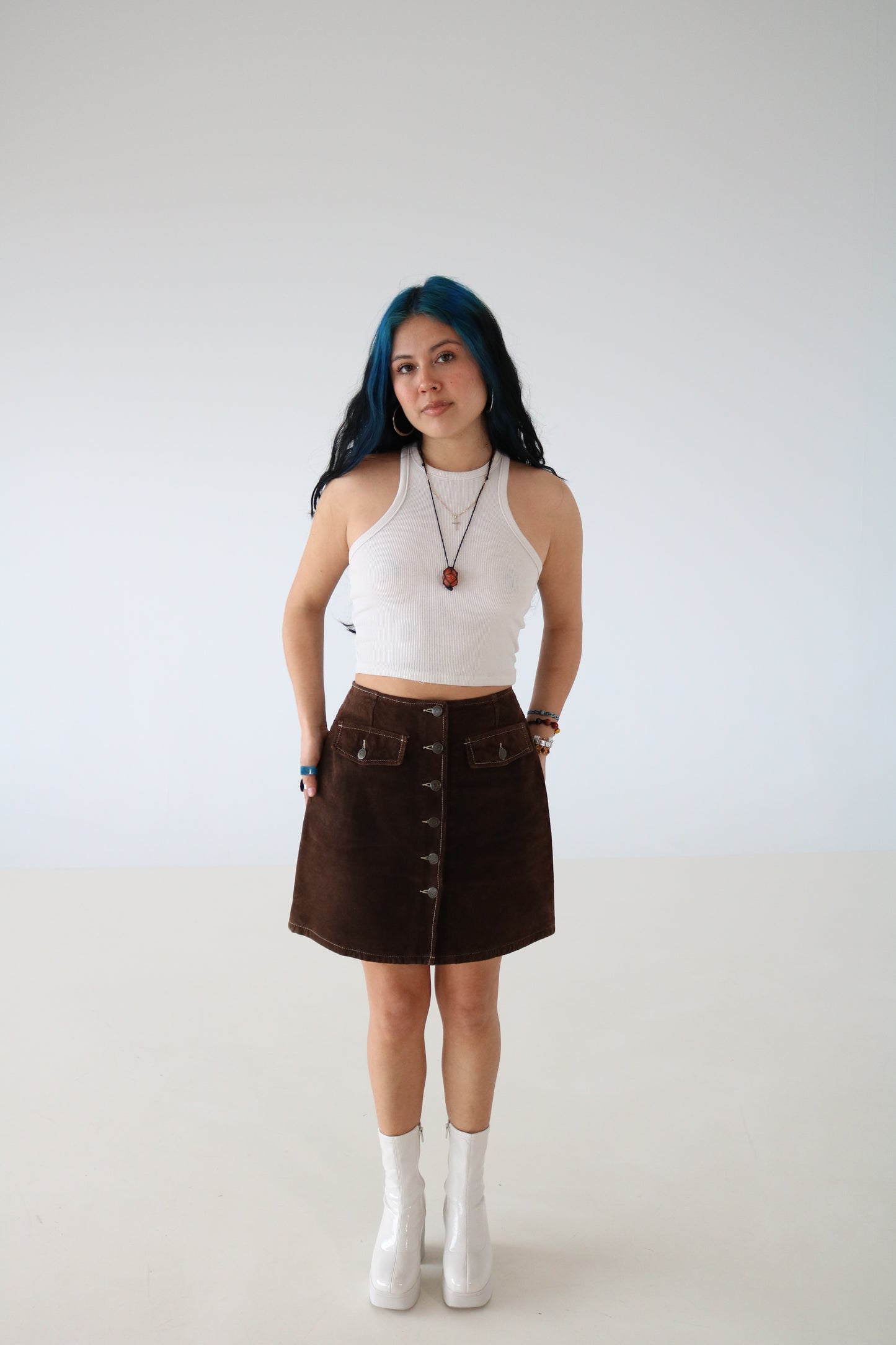 JUPE EN SUEDE BRUN