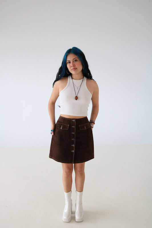 JUPE EN SUEDE BRUN