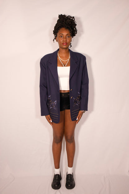 VESTON BLEU MARIN ET DÉTAILS OR