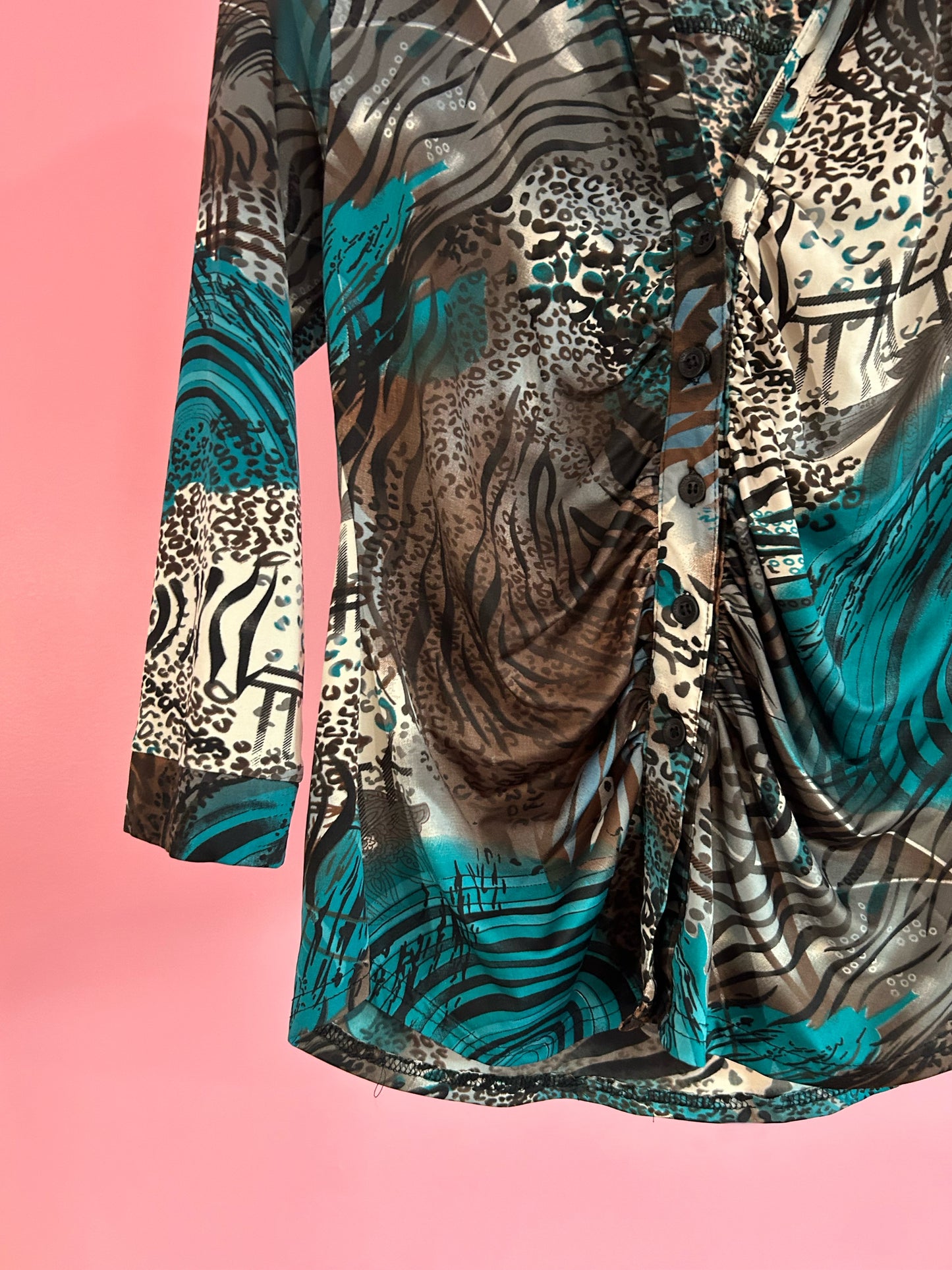 CHEMISE LÉOPARD TURQUOISE