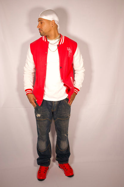 VESTE VARSITY ROUGE ET BLANC