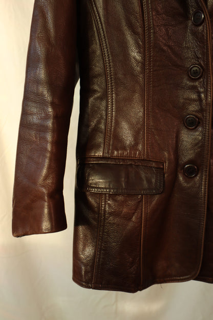 MANTEAU DE CUIR BRUN ACAJOU