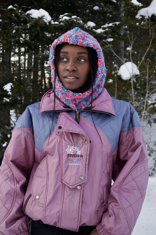 MANTEAU D'HIVER VINTAGE VIOLET ET BLEU