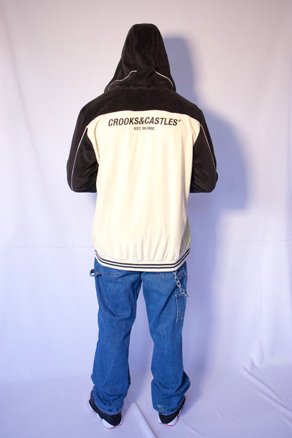 VESTE EN VELOURS BEIGE ET NOIR