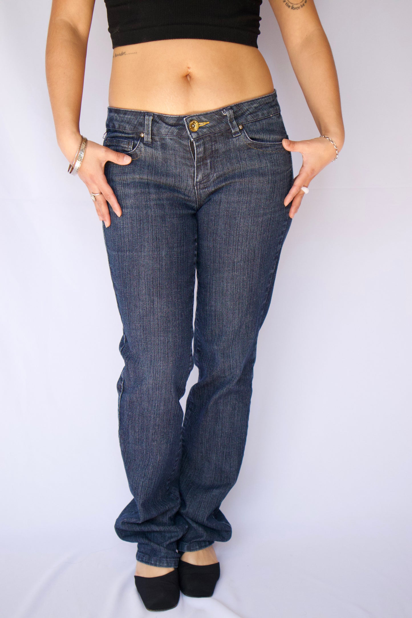 PANTALON TAILLE BASSE DENIM GRIS