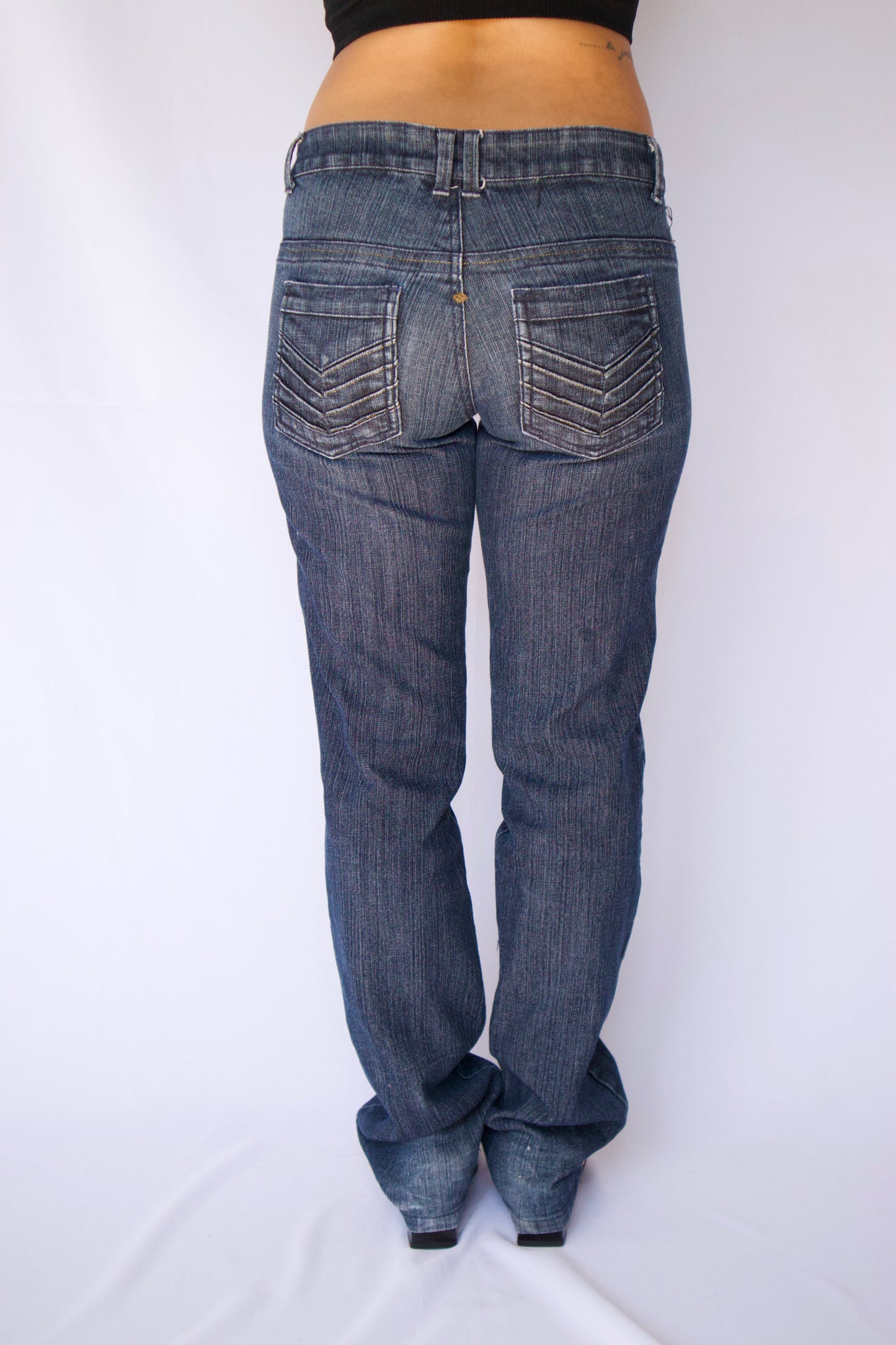 PANTALON TAILLE BASSE DENIM GRIS