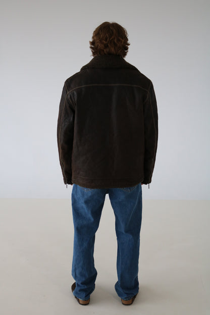 MANTEAU DE CUIR BRUN