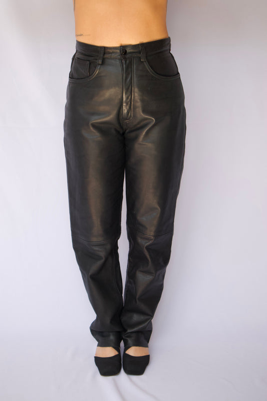PANTALON EN CUIR NOIR