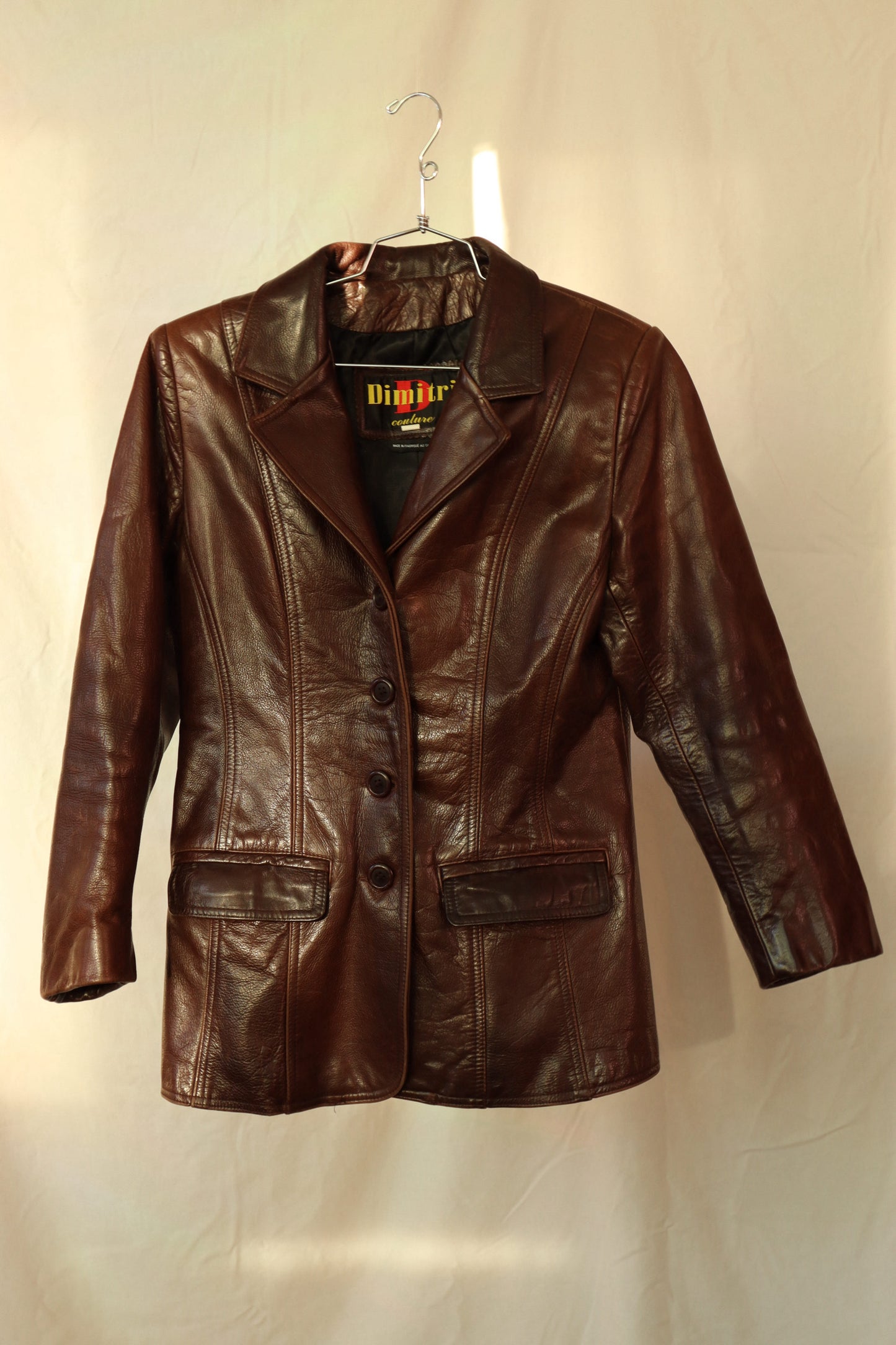 MANTEAU DE CUIR BRUN ACAJOU
