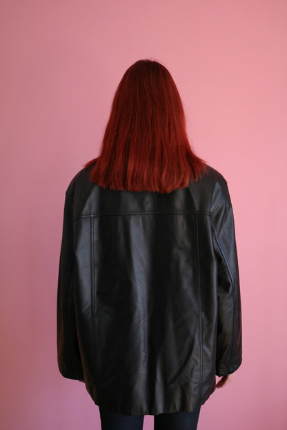 MANTEAU DE CUIR CLASSIQUE NOIR