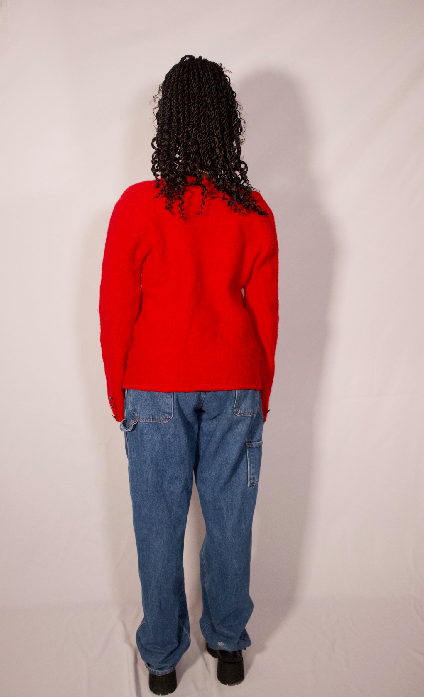 VESTE EN TRICOT DE LAINE ROUGE