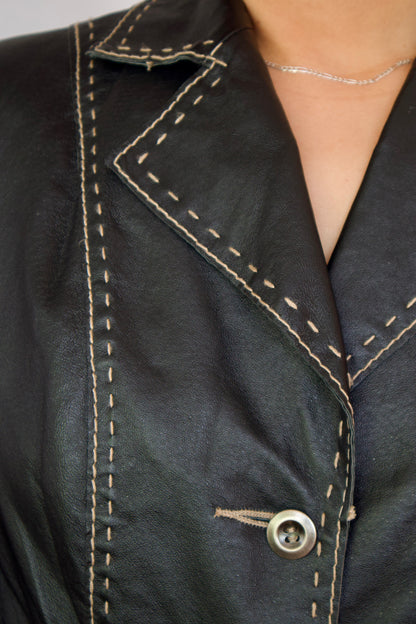VESTE DE CUIR COUTURE BEIGE