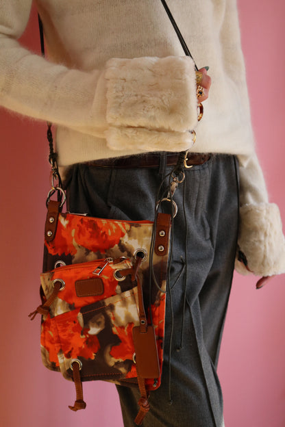 SACOCHE ORANGE BRUN ET BEIGE