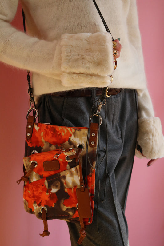 SACOCHE ORANGE BRUN ET BEIGE
