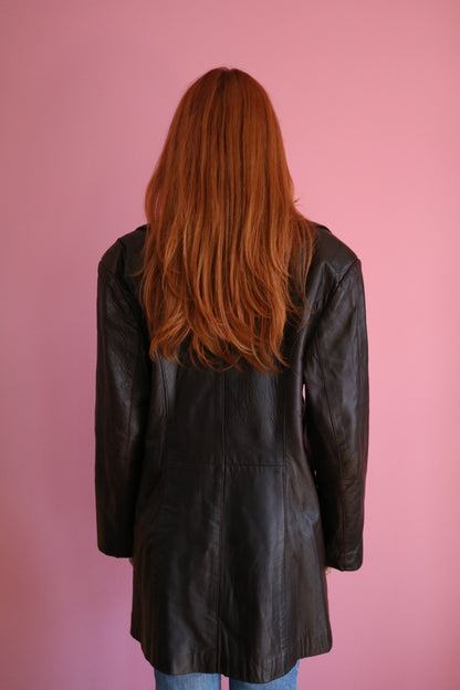 MANTEAU DE CUIR DE STYLE INSPECTEUR