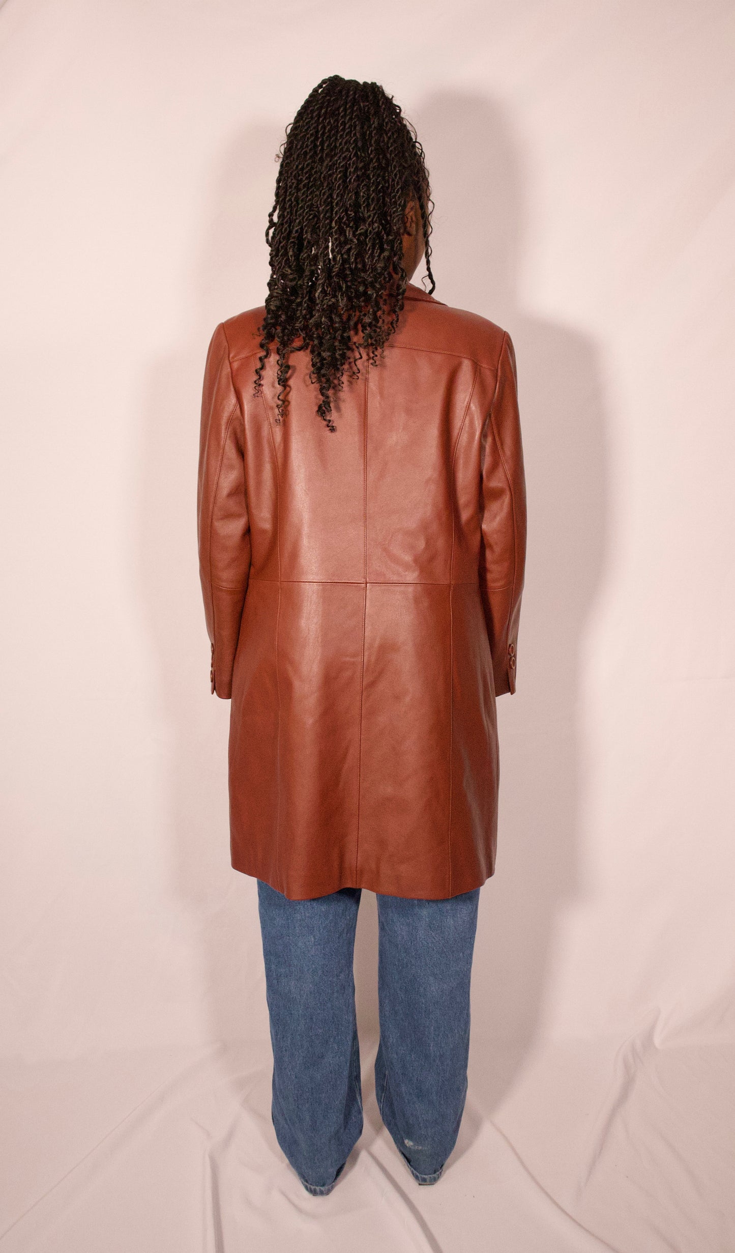 MANTEAU DE CUIR NOISETTE