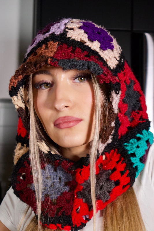 BALACLAVA EN TRICOT FLEURI