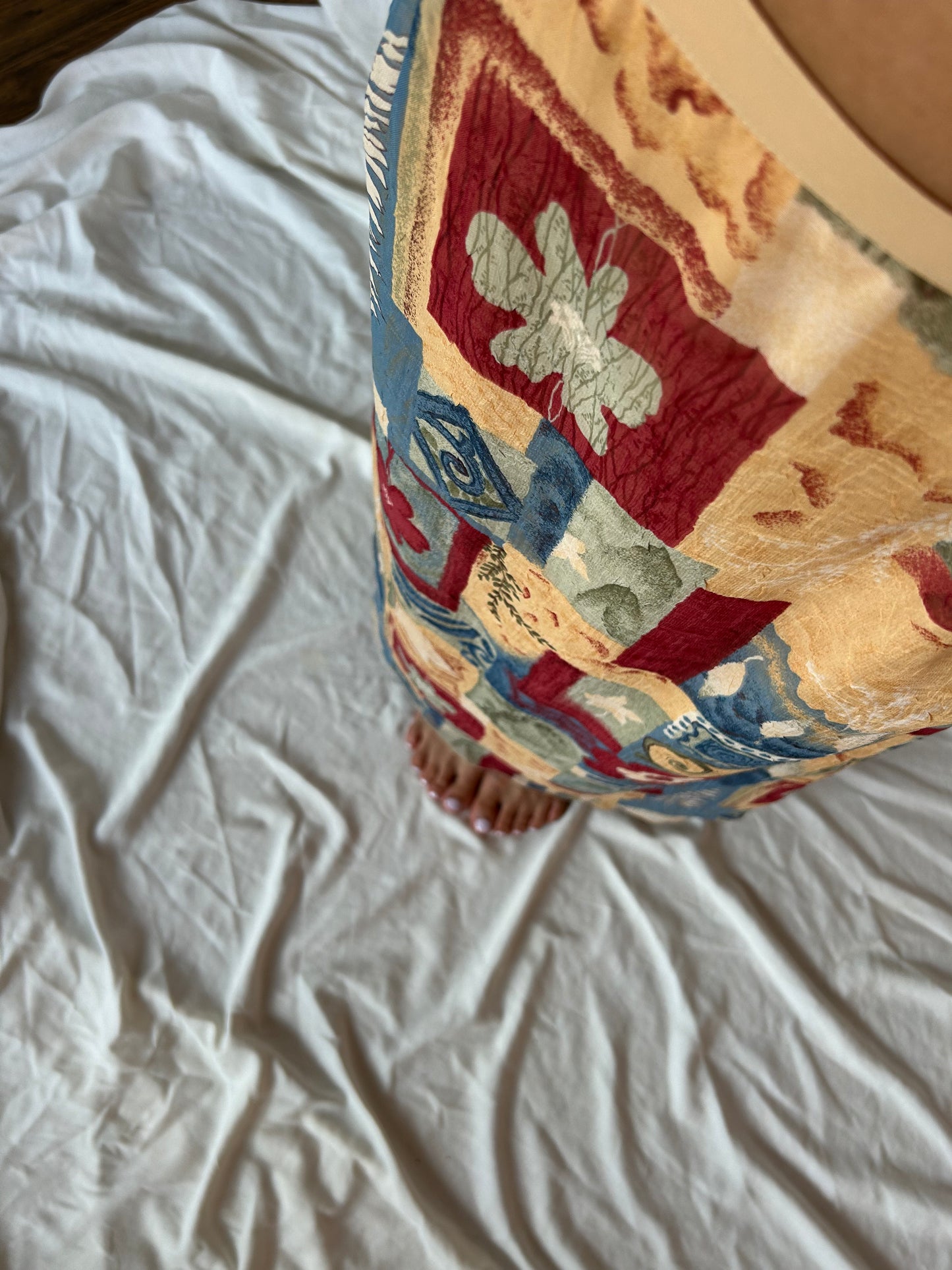 JUPE MAXI BEIGE ET MOTIFS FLORALS