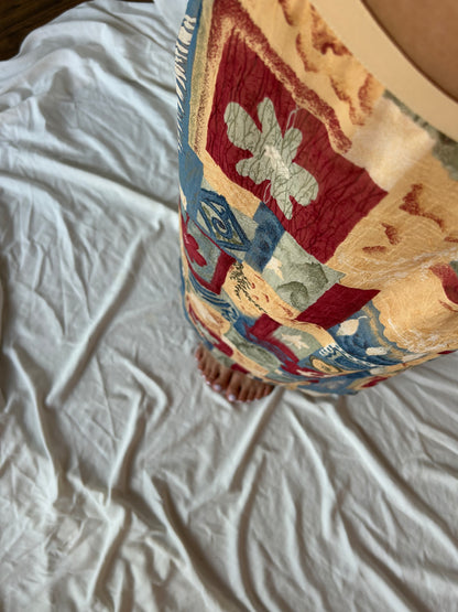 JUPE MAXI BEIGE ET MOTIFS FLORALS