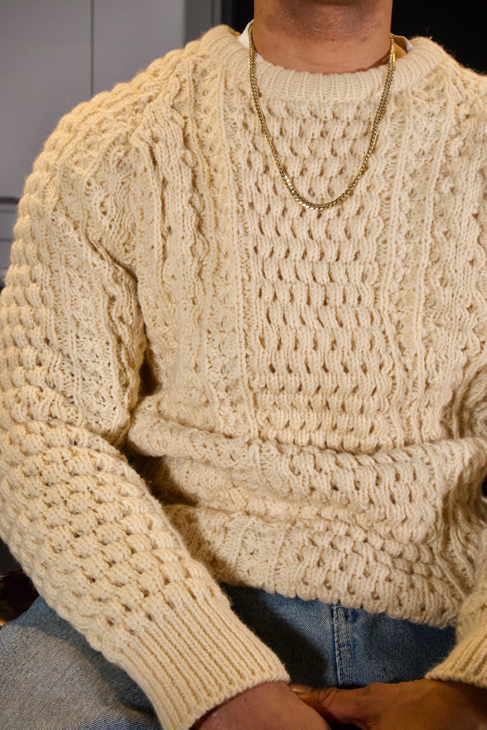 GRAND CHANDAIL EN TRICOT BEIGE