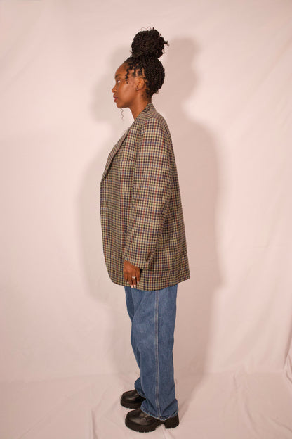 VESTON A CARREAUX VERT GRIS ET ROUGE