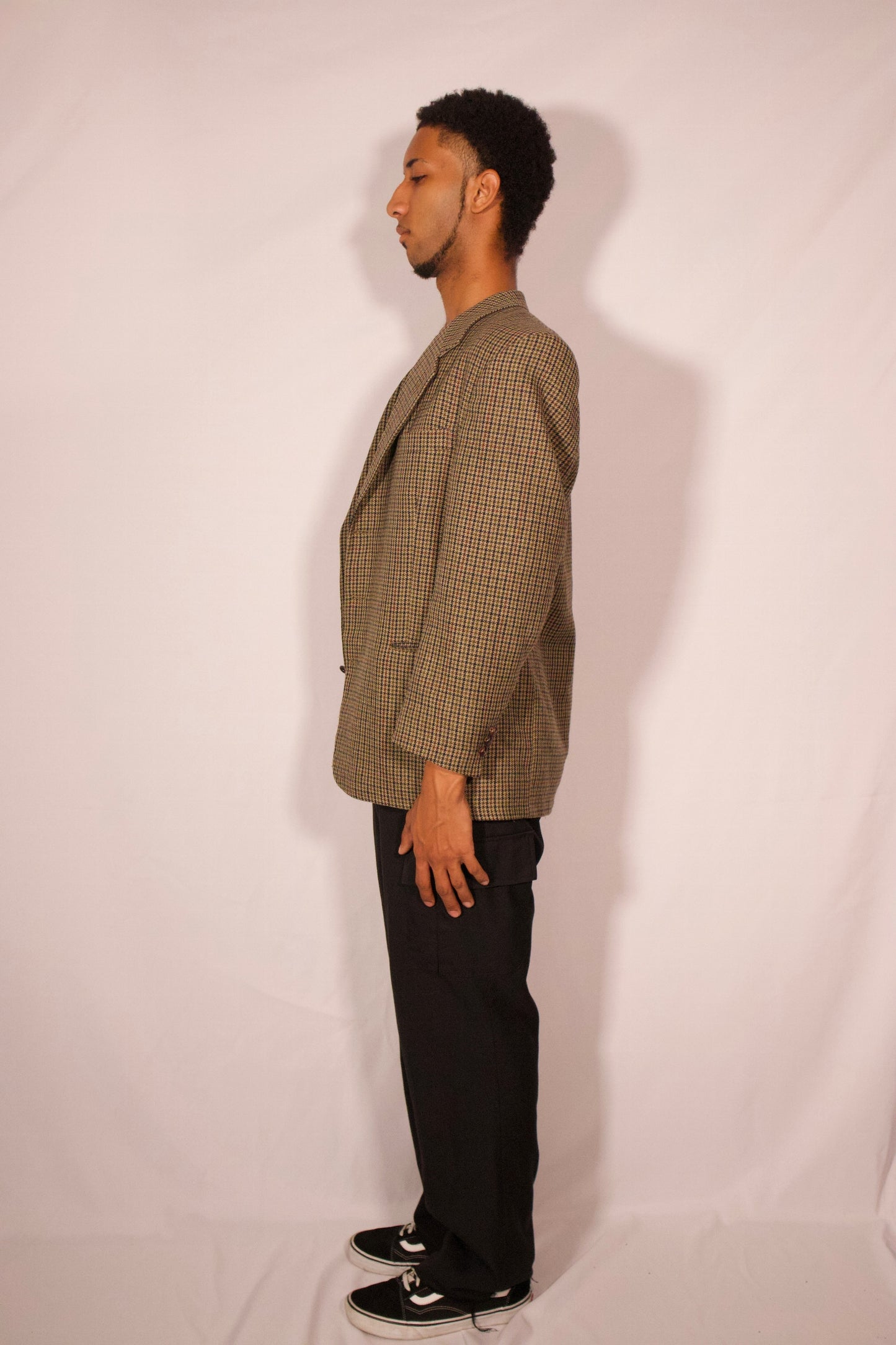 VESTON A CARREAUX VERT BLEU ET BRUN