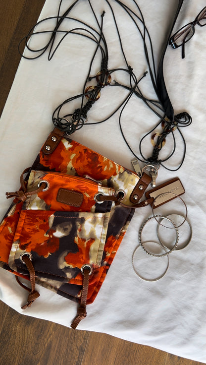 SACOCHE ORANGE BRUN ET BEIGE
