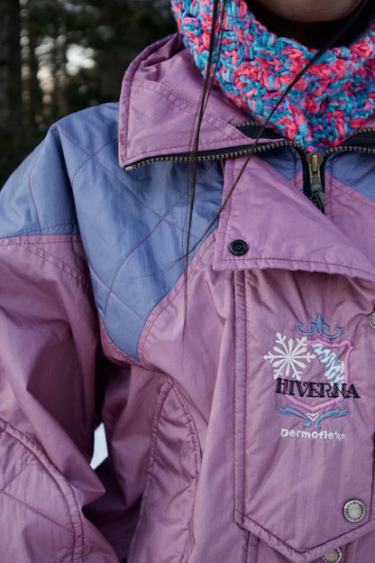MANTEAU D'HIVER VINTAGE VIOLET ET BLEU